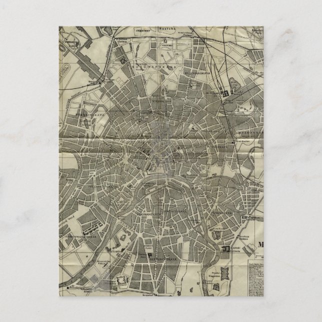 Vintage Map of Moscow (1893) Postcard (Front)