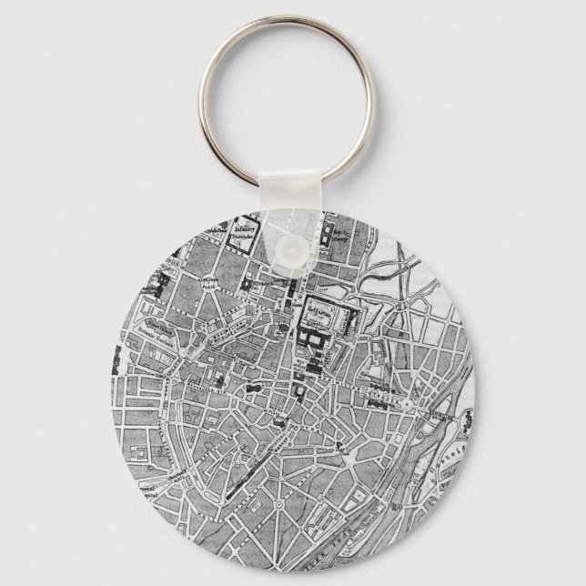 Vintage Map of Munich Germany (1884) Keychain (Front)