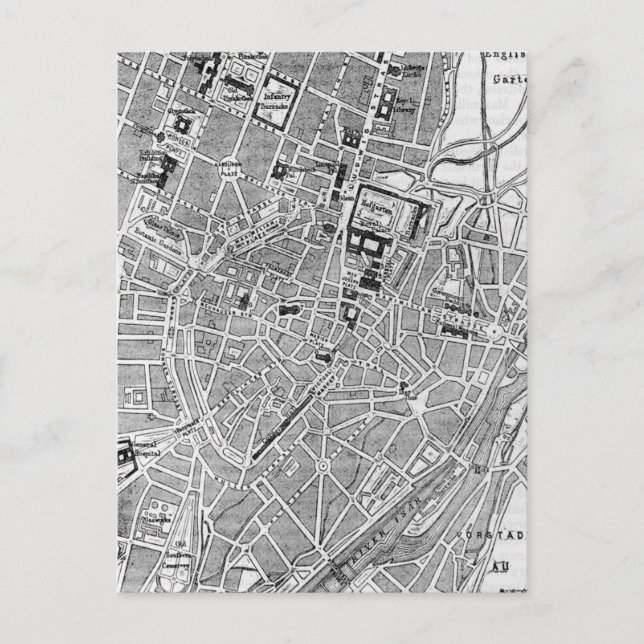 Vintage Map of Munich Germany (1884) Postcard (Front)