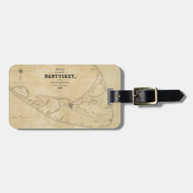Vintage Map of Nantucket (1838) Luggage Tag (Front Horizontal)