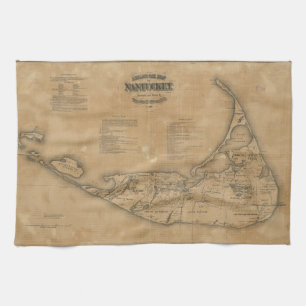 Vintage Map of Nantucket (1869) Kitchen Towel