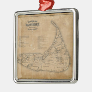 Vintage Map of Nantucket (1869) Metal Ornament