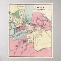 Vintage Map of Nashua NH (1877)