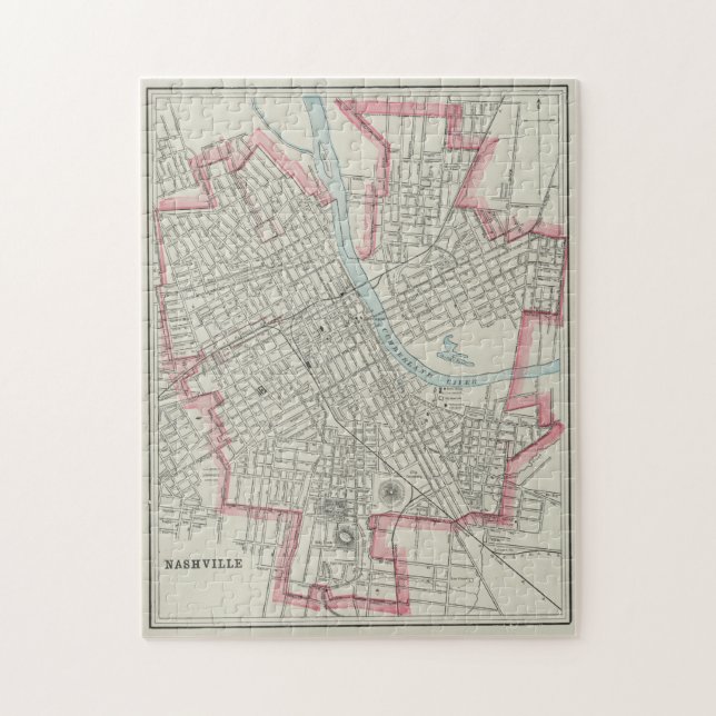 Vintage Map of Nashville TN (1901) Jigsaw Puzzle (Vertical)