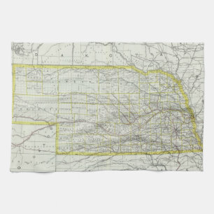Vintage Map of Nebraska (1889) Kitchen Towel