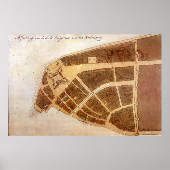 Vintage Map of New Amsterdam (1660) 2 Poster (Front)