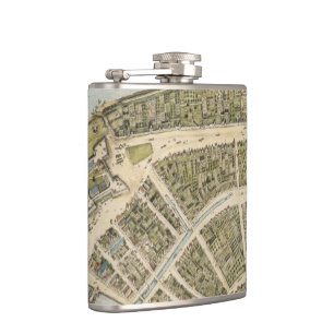 Vintage Map of New Amsterdam (1660) Hip Flask