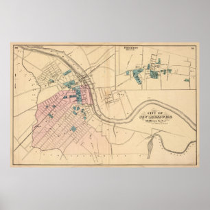 Vintage Map of New Brunswick NJ (1872) Poster