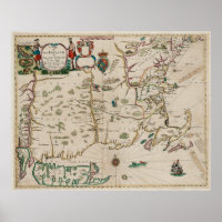 Vintage Map of New England (1675)