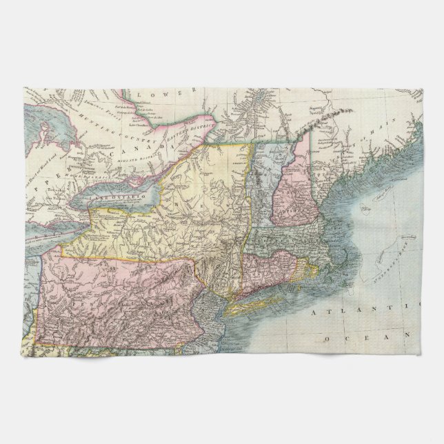 Vintage Map of New England (1821) Kitchen Towel (Horizontal)
