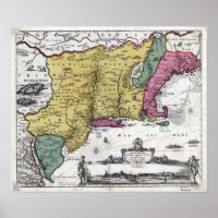 Vintage Map of New England