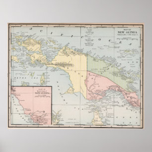 Vintage Map of New Guinea (1901) Poster