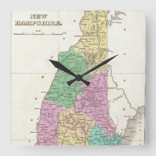 Vintage Map of New Hampshire (1827) Square Wall Clock