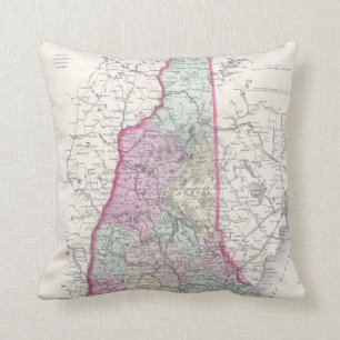 Vintage Map of New Hampshire (1855) Throw Pillow