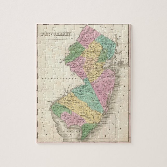Vintage Map of New Jersey (1827) Jigsaw Puzzle (Vertical)