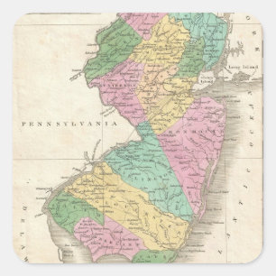 Vintage Map of New Jersey (1827) Square Sticker
