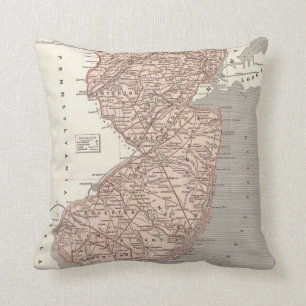 Vintage Map of New Jersey (1845) Throw Pillow