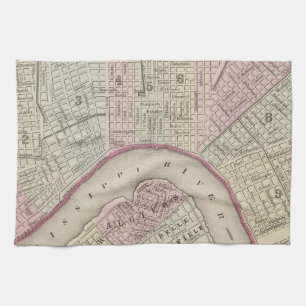 Vintage Map of New Orleans (1880) Kitchen Towel