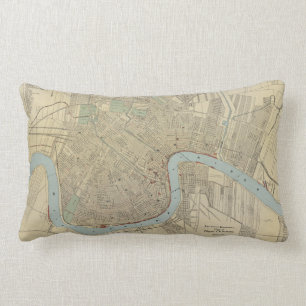 Vintage Map of New Orleans (1919) Lumbar Pillow