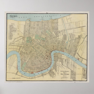Vintage Map of New Orleans (1919) Poster
