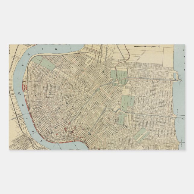 Vintage Map of New Orleans (1919) Sticker (Front)