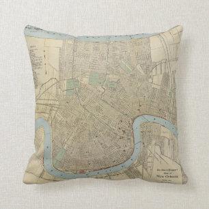 Vintage Map of New Orleans (1919) Throw Pillow