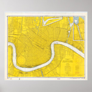 Vintage Map of New Orleans LA (1966) Poster
