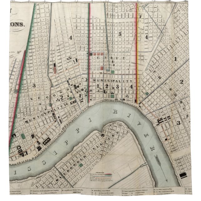 Vintage Map of New Orleans Louisiana (1845) (Front)