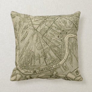 Vintage Map of New Orleans Louisiana (1919) Throw Pillow
