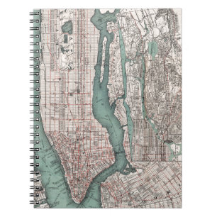 Vintage map of New York (1897) Notebook