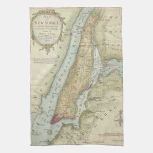 Vintage Map of New York City (1869) Kitchen Towel
