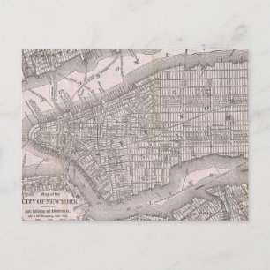 Vintage Map of New York City (1886) Postcard