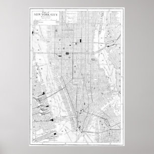 Vintage Map of New York City (1911) Poster