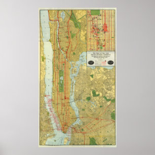 Vintage Map of New York City (1918) Poster
