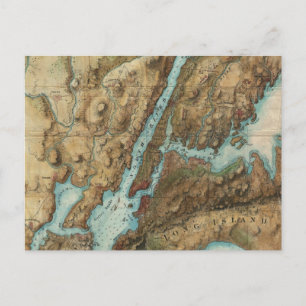 Vintage Map of New York City Harbour (1864) Postcard