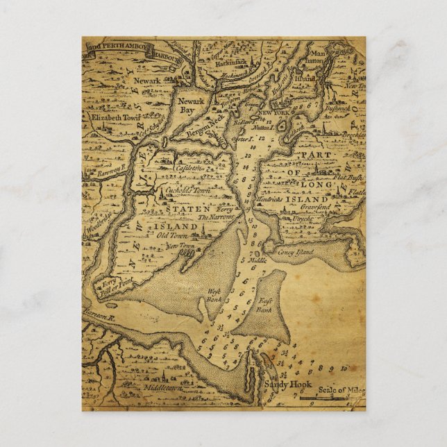 Vintage Map of New York Postcard (Front)