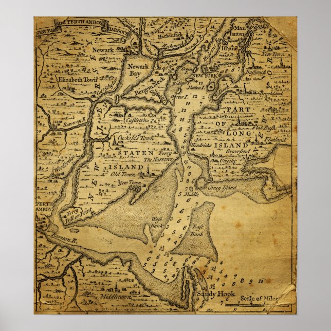 Vintage Map of New York Poster (Front)