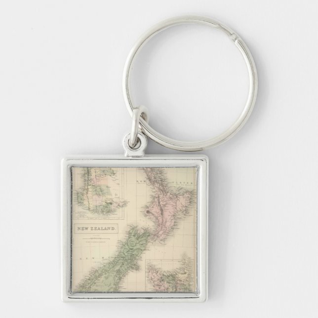 Vintage Map of New Zealand (1854) Keychain (Front)