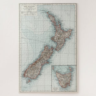 Vintage Map of New Zealand (1900) Jigsaw Puzzle