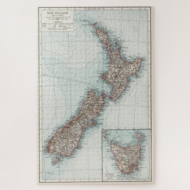 Vintage Map of New Zealand (1900) Jigsaw Puzzle (Vertical)