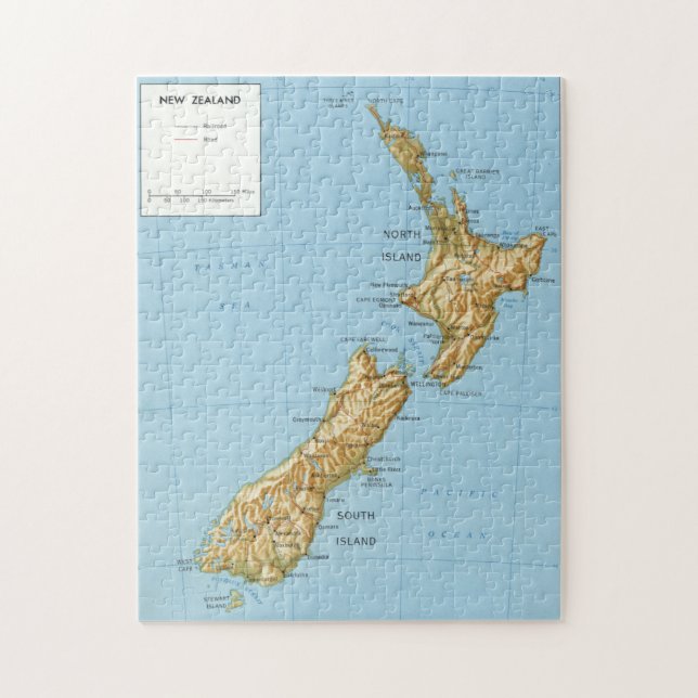 Vintage Map of New Zealand (1971) Jigsaw Puzzle (Vertical)