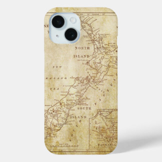 Vintage map of New Zealand c1879 iPhone 15 Case