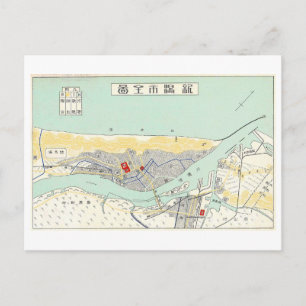 Vintage Map of Niigata City, Japan Postcard