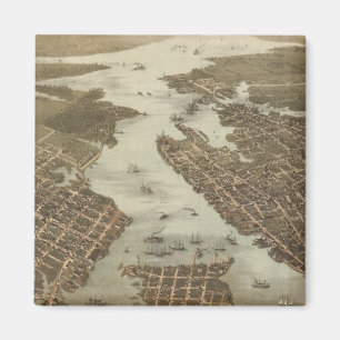 Vintage Map of Norfolk and Portsmouth VA (1873) Magnet