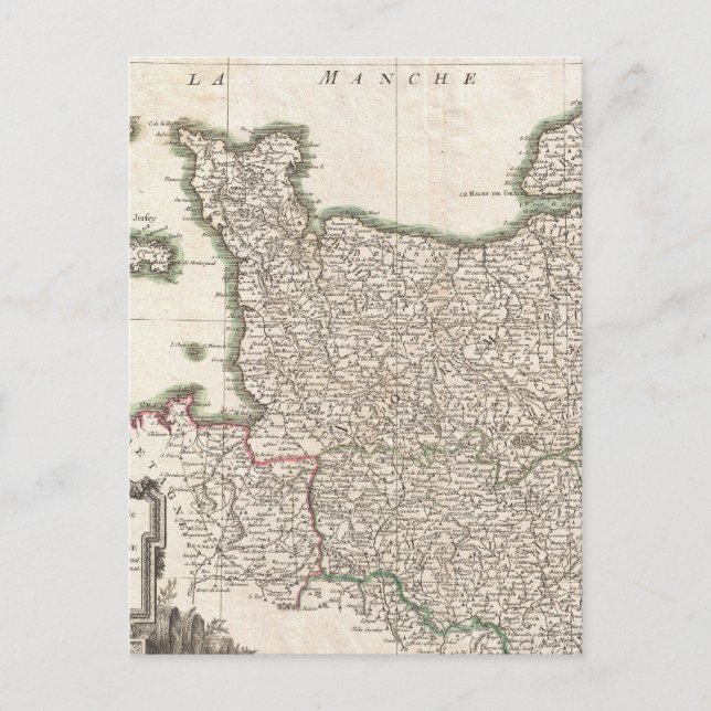 Vintage Map of Normandy (1771) Postcard (Front)