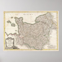 Vintage Map of Normandy (1771)