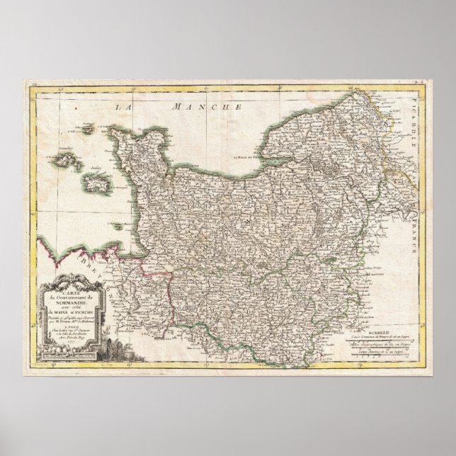 Vintage Map of Normandy (1771) Poster (Front)