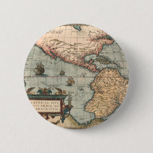 Vintage Map of North America 2 Inch Round Button
