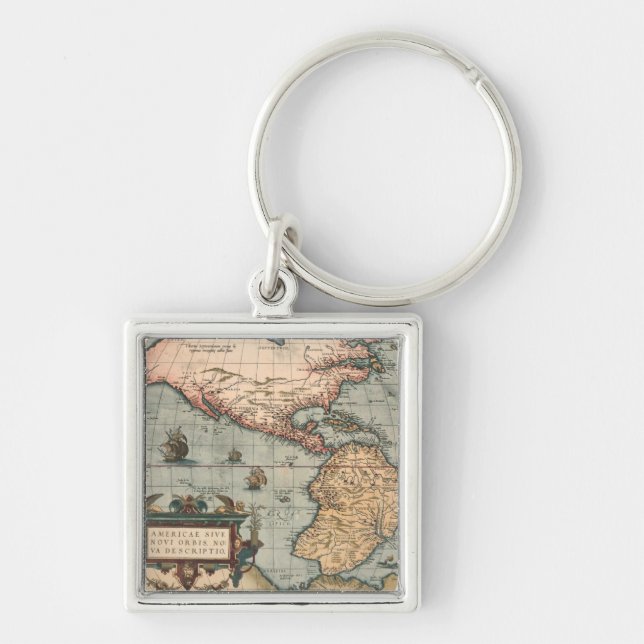 Vintage Map of North America Keychain (Front)