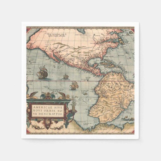 Vintage Map of North America Napkin (Front)